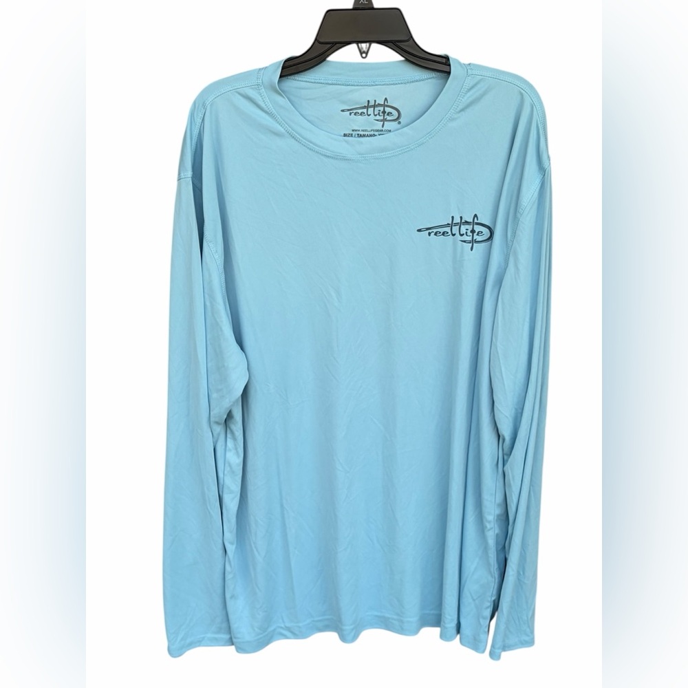Reel Life Bait Shop Long Sleeve Fishing Shirt Men’s XL Blue Performance NWOT